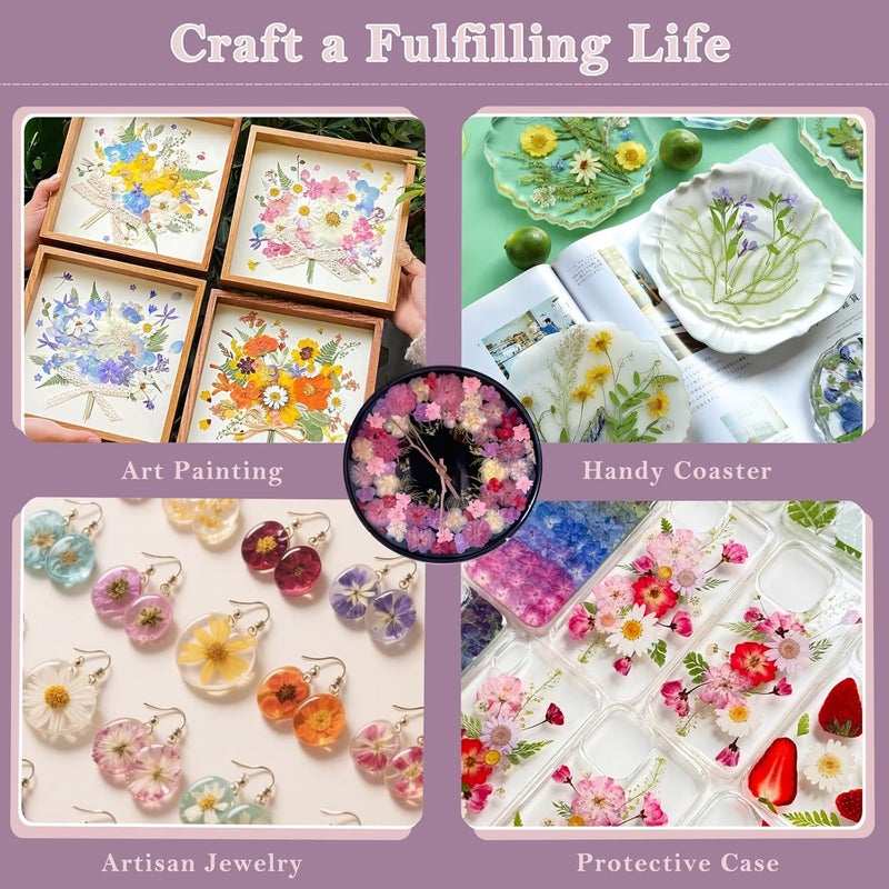 suaukey 94 Pcs Yellow Pressed Dried Flowers for Resin, Real Natural Bulk Dry Wildflowers Leaves Perfect for Epoxy Molds, DIY Crafts, Home Decor, Soap Candles Jewelry Making - Image 4